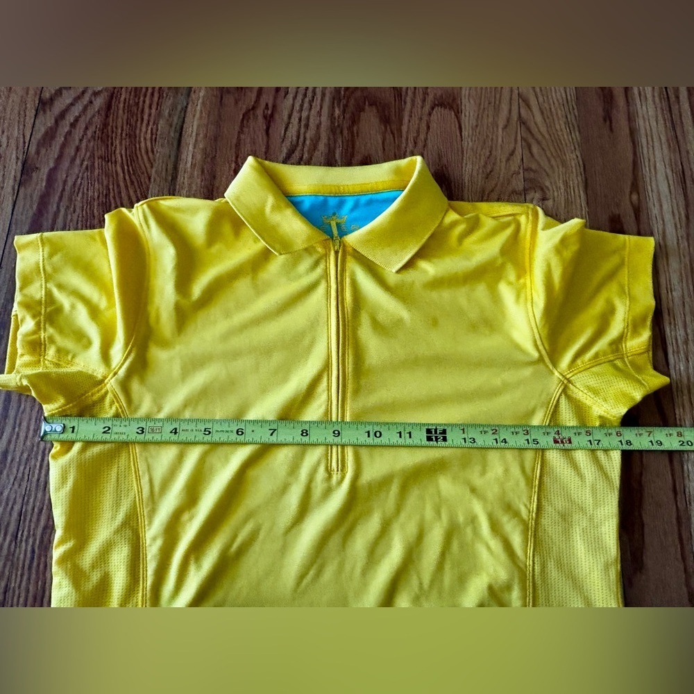 Peter Millar Element Bright Yellow Short Sleeve Zip Polo - Small - Picture 4 of 8
